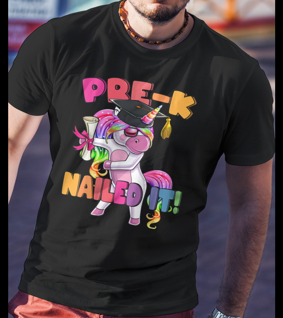 Pre-K Nailed It Flossing Rainbow Unicorn Graduation T-Shirt