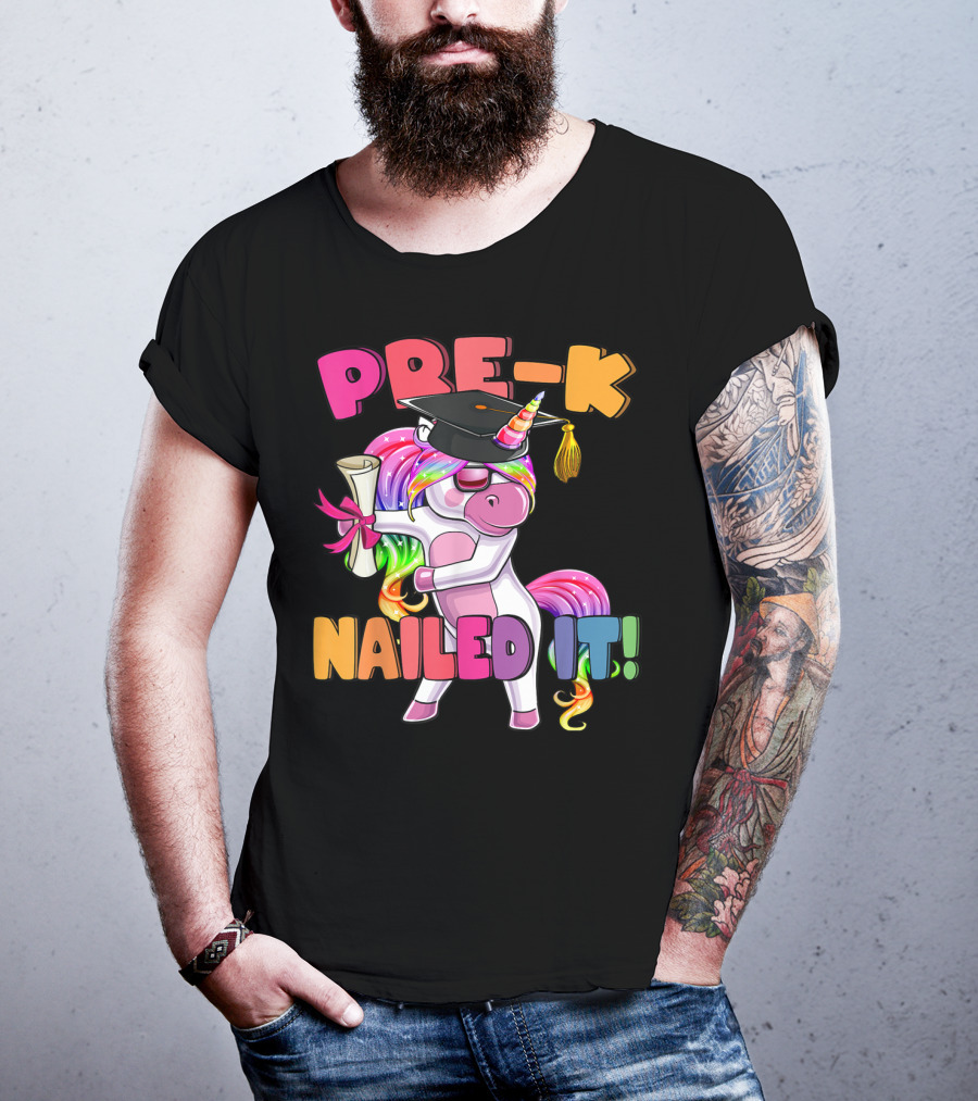 Pre-K Nailed It Flossing Rainbow Unicorn Graduation T-Shirt