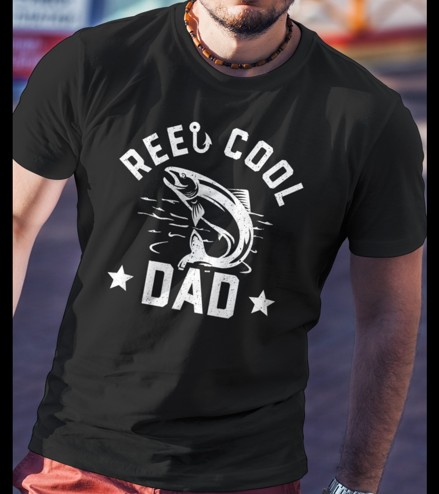 Reel Cool Dad Funny Fishing Pun With Hook And Fish T-Shirt