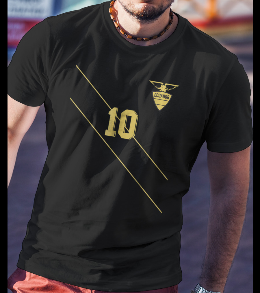 Retro Ecuador Soccer Jersey Futbol Camiset Number 10 Yellow Ecuador Crest T-Shirt
