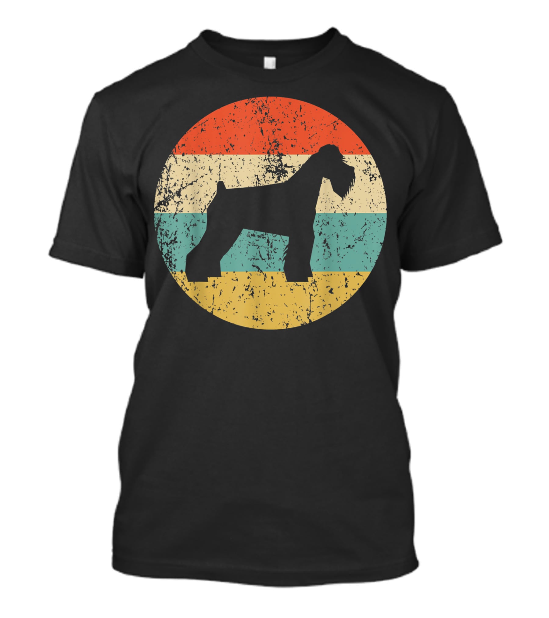 Retro Striped Schnauzer Silhouette Vintage Dog Profile T-Shirt