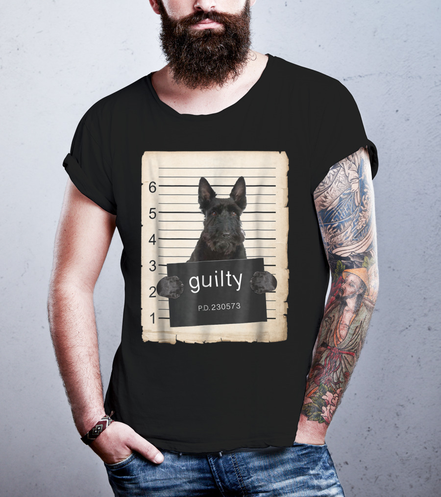 Scottish Terrier Mugshot Guilty Dog P.D. 230573 T-Shirt