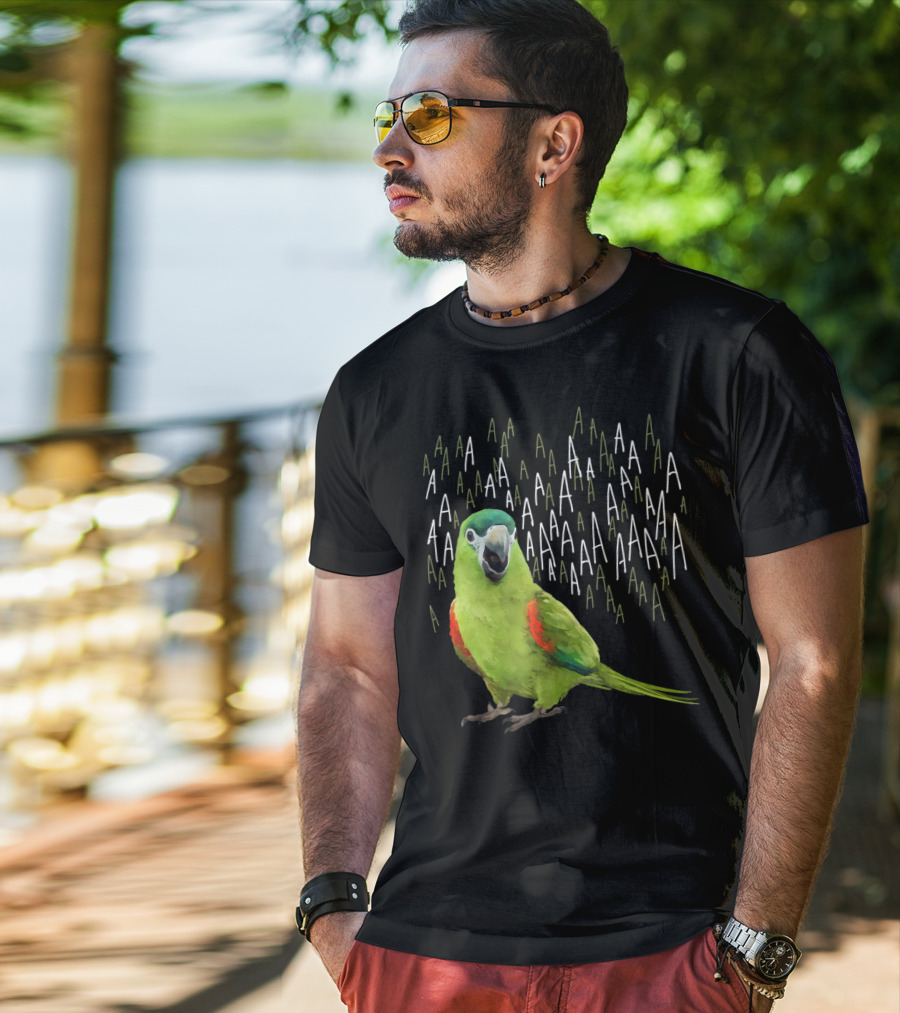 Screaming Hahn's Macaw AAAA Repeated Green And Red Parrot T-Shirt