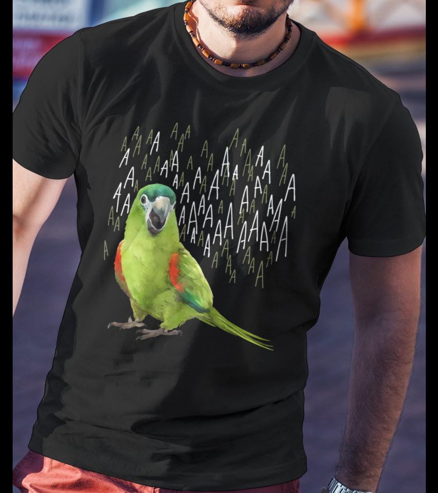 Screaming Hahn's Macaw AAAA Repeated Green And Red Parrot T-Shirt