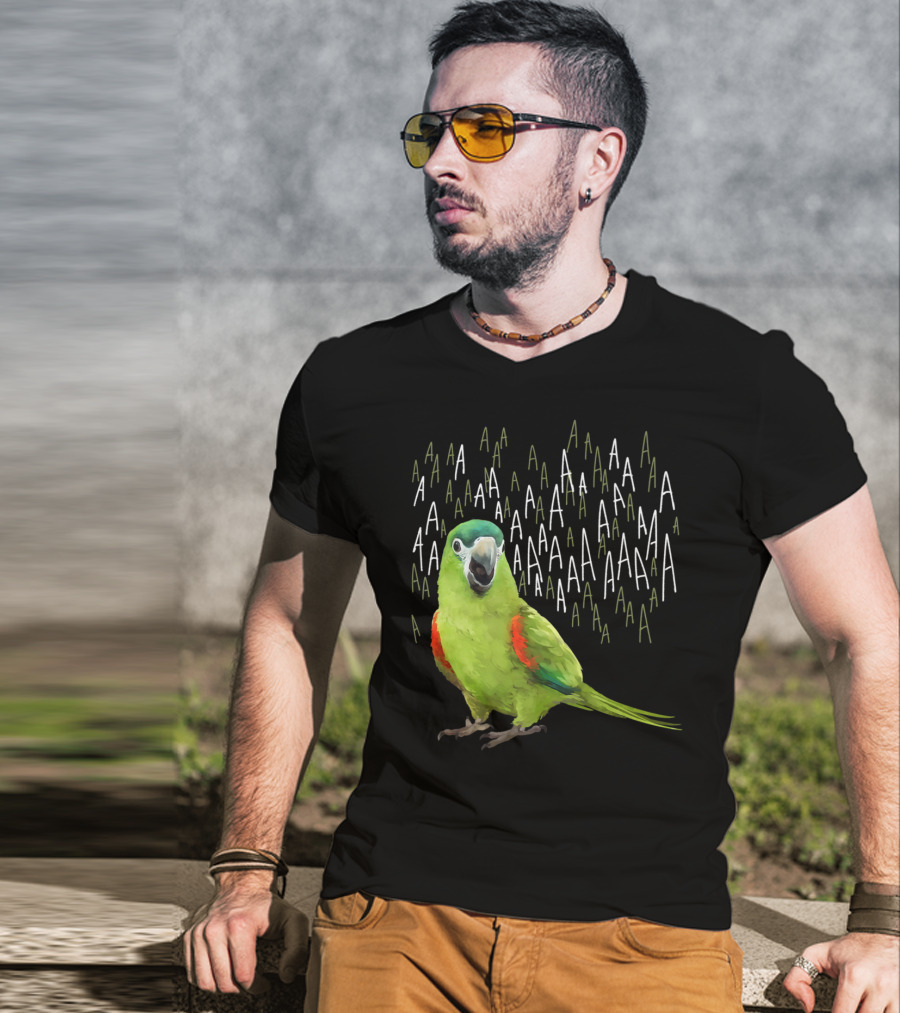 Screaming Hahn's Macaw AAAA Repeated Green And Red Parrot T-Shirt