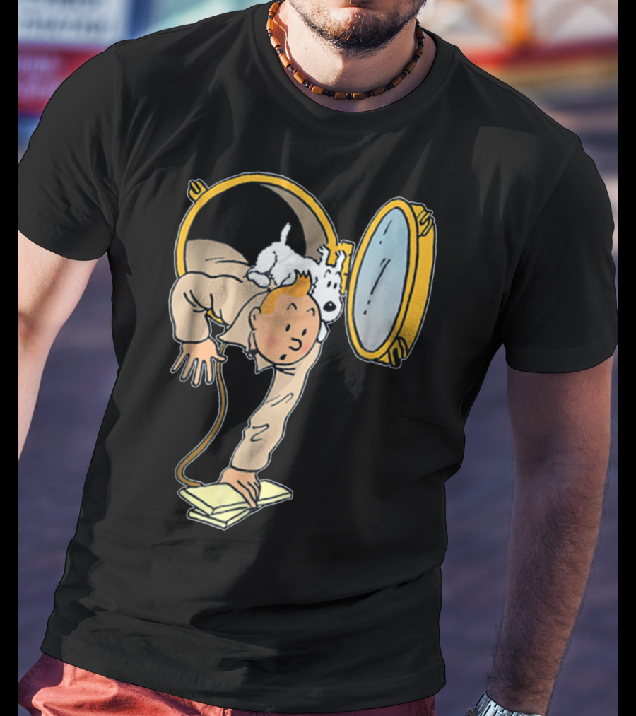 Tintin And Snowy Emerging From Submarine Porthole T-Shirt