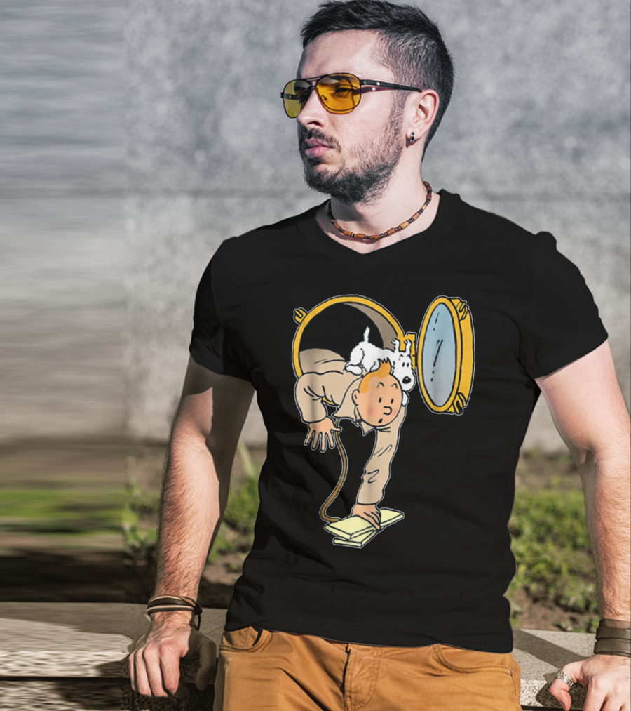 Tintin And Snowy Emerging From Submarine Porthole T-Shirt