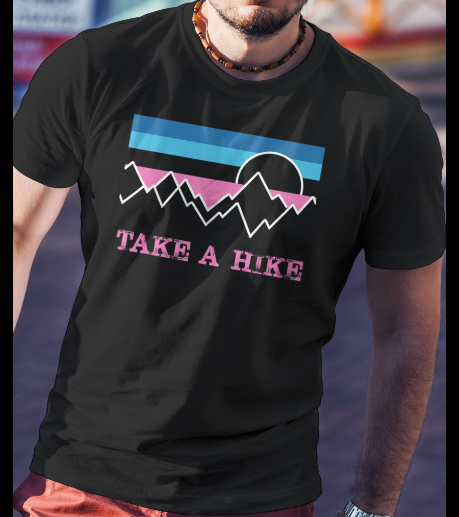 Take A Hike Retro Sunset Mountain Wilderness Outdoor Adventure T-Shirt
