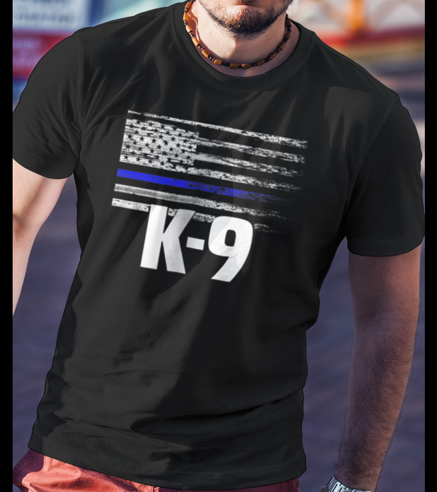 K-9 Police USA Flag Law Enforcement Officer LEO Cops T-Shirt