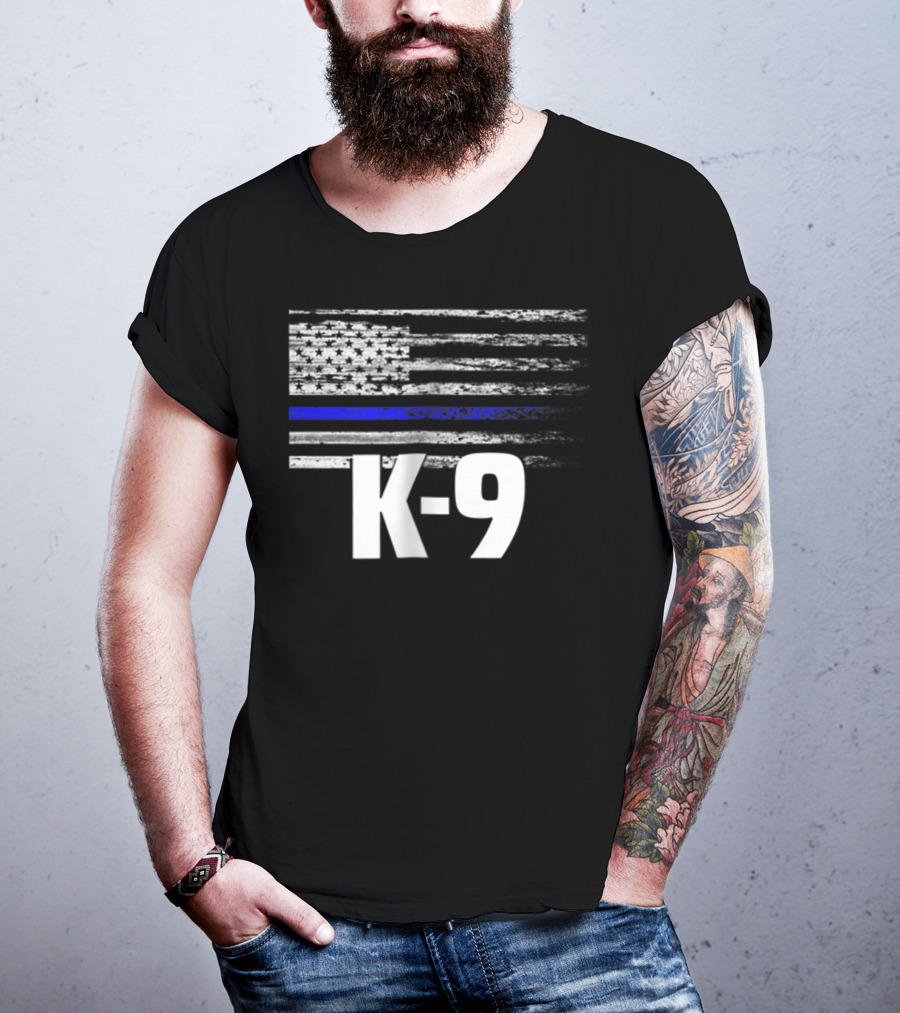 K-9 Police USA Flag Law Enforcement Officer LEO Cops T-Shirt