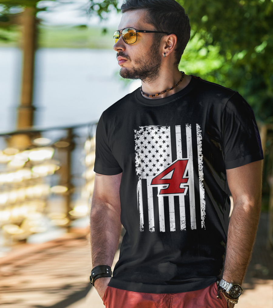 Kevin Harvick Number 4 American Flag T-Shirt
