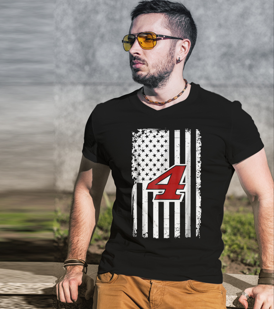 Kevin Harvick Number 4 American Flag T-Shirt
