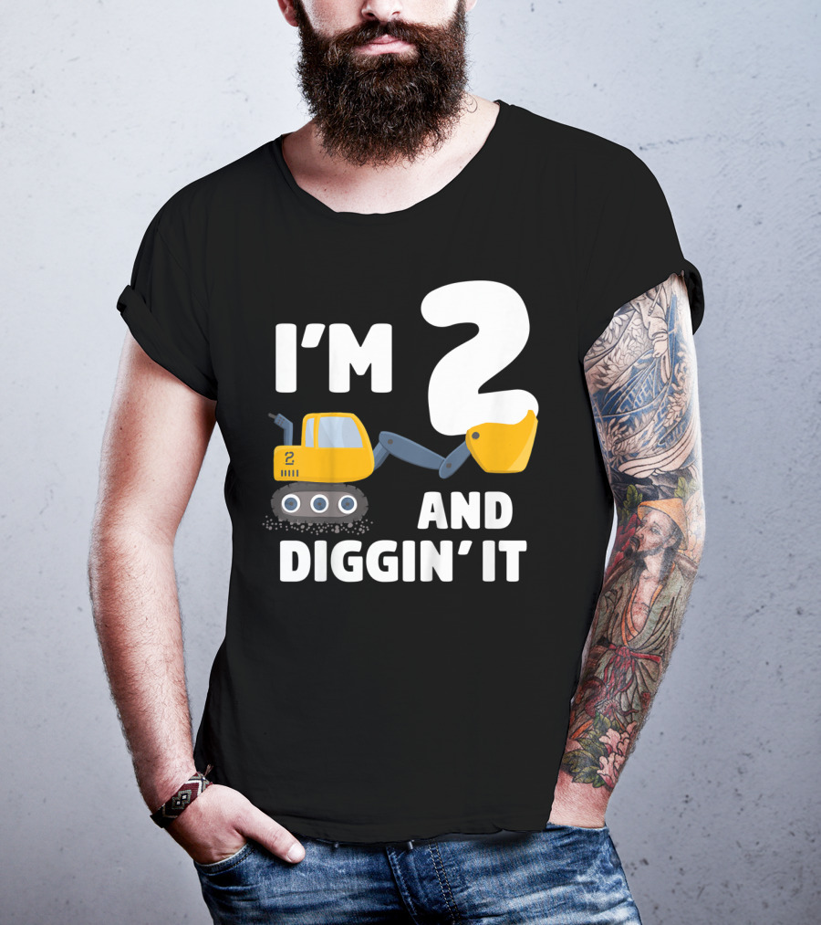 I'm 2 And Diggin' It Kids Construction Truck 2nd Birthday Boy T-Shirt