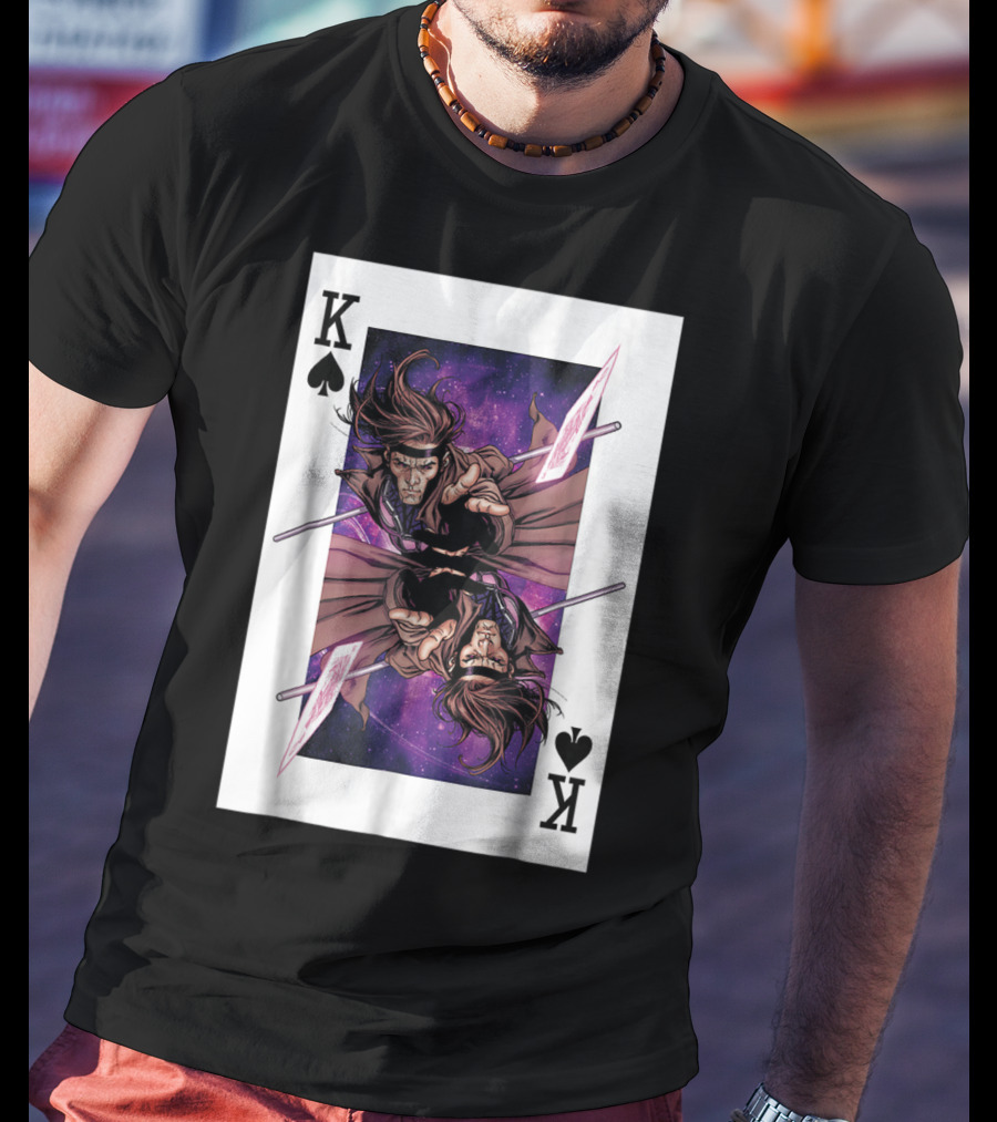 Marvel X Men Gambit King Of Spades Playing Card Character T-Shirt