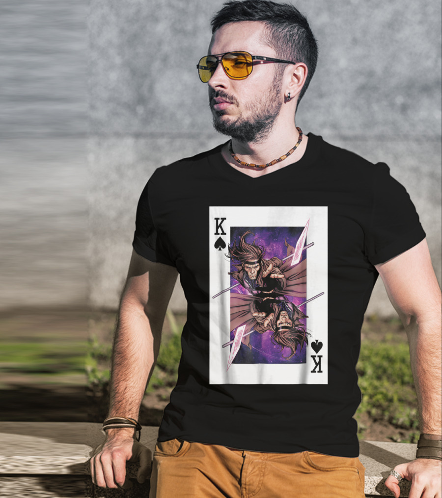 Marvel X Men Gambit King Of Spades Playing Card Character T-Shirt