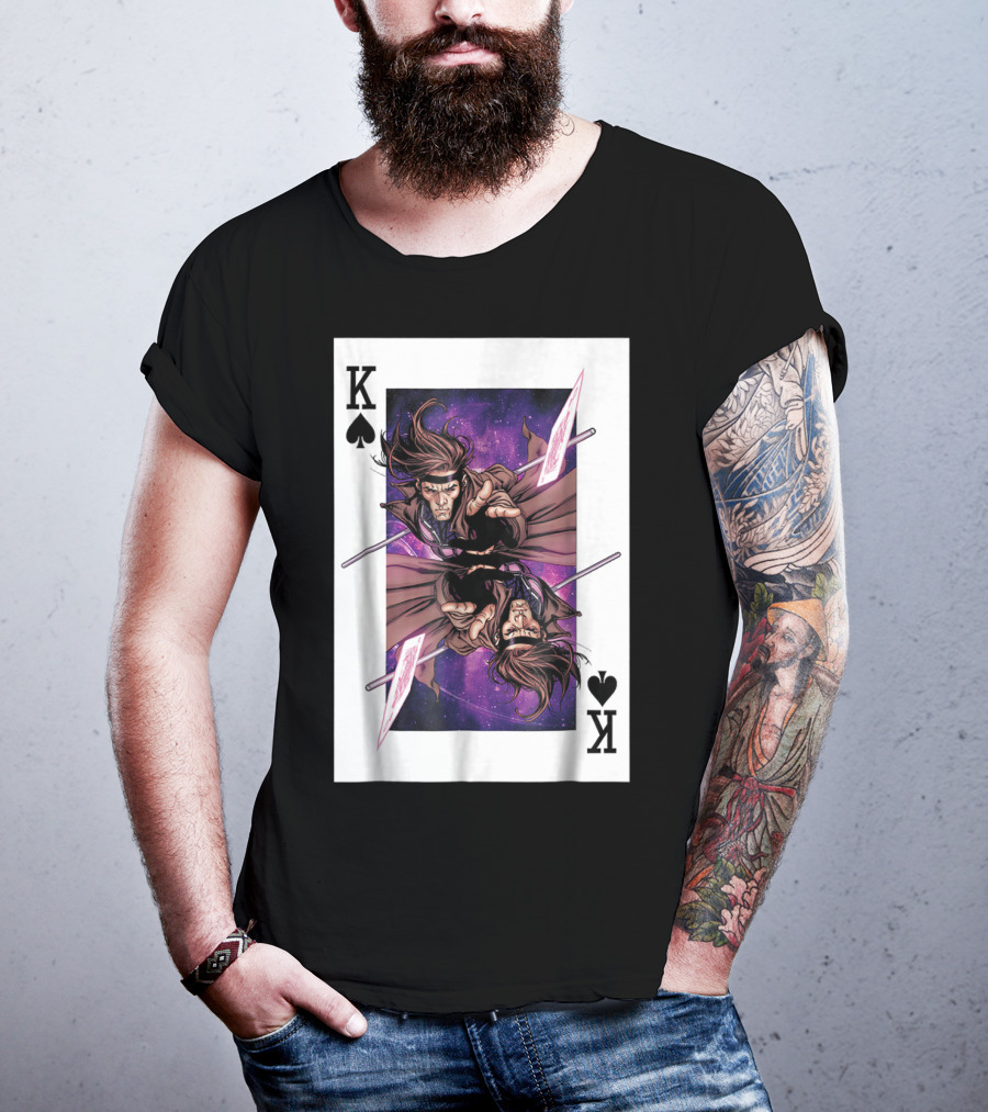 Marvel X Men Gambit King Of Spades Playing Card Character T-Shirt