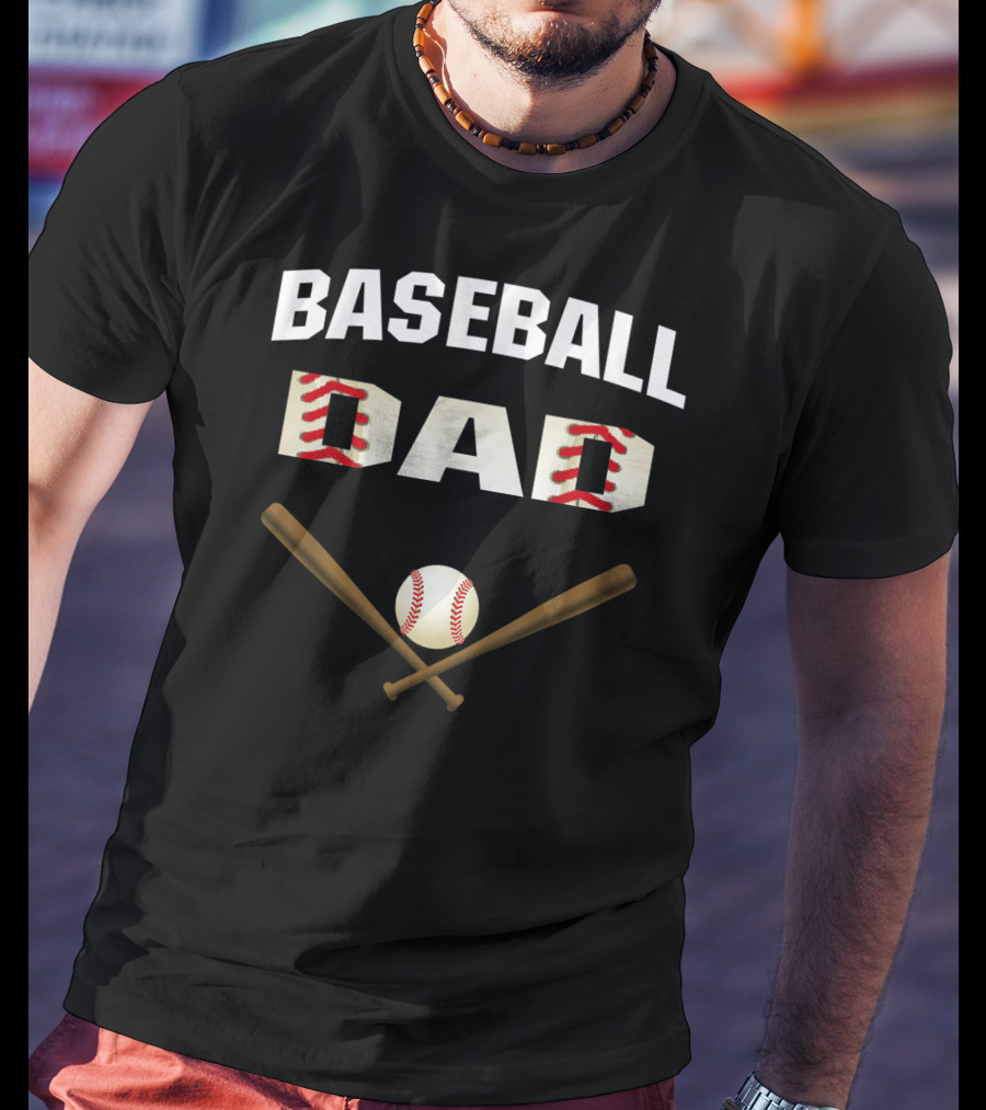 Baseball Dad Best With Crossed Bats And Ball T-Shirt