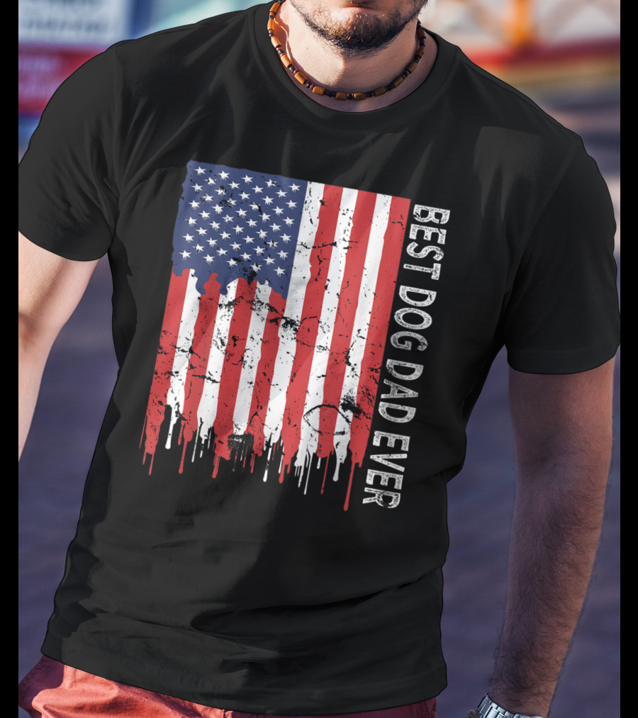 Best Dog Dad Ever American Flag Mens T-Shirt