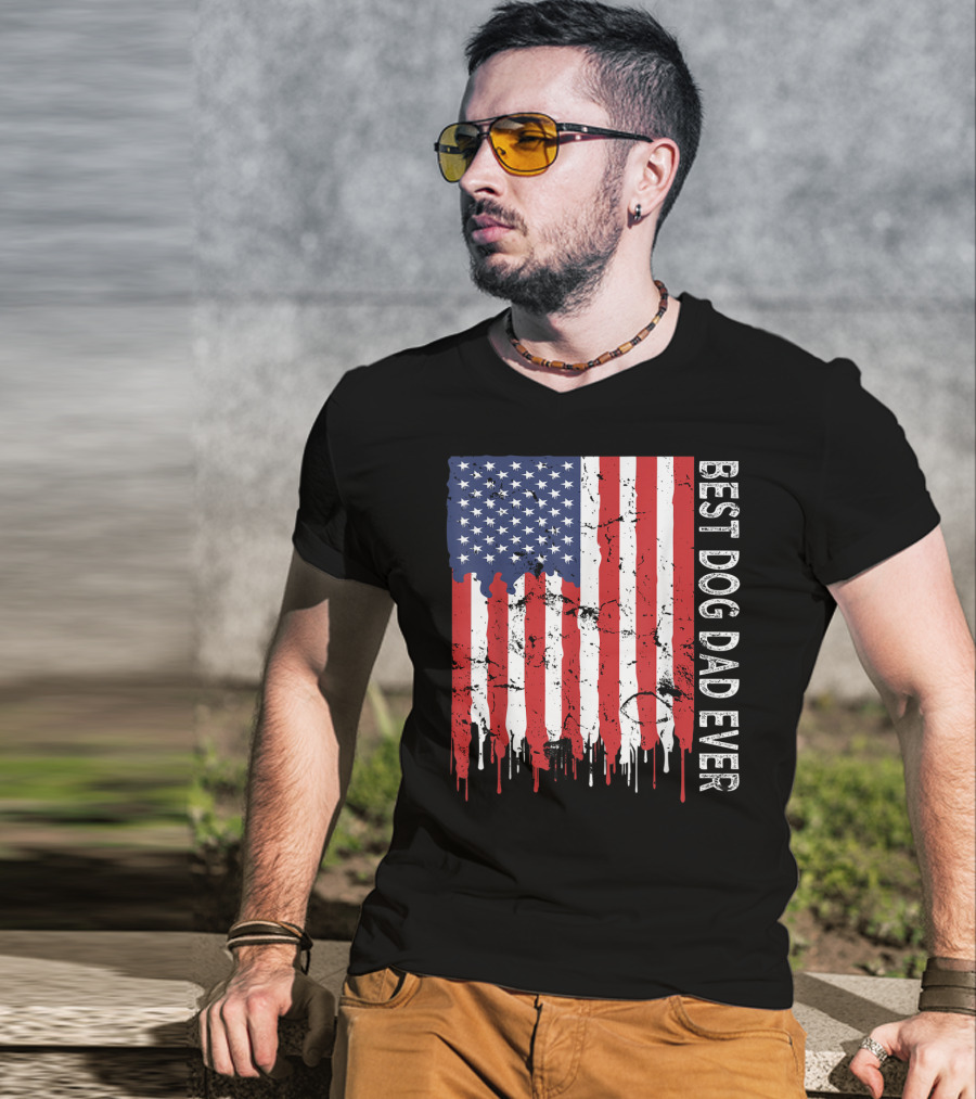 Best Dog Dad Ever American Flag Mens T-Shirt