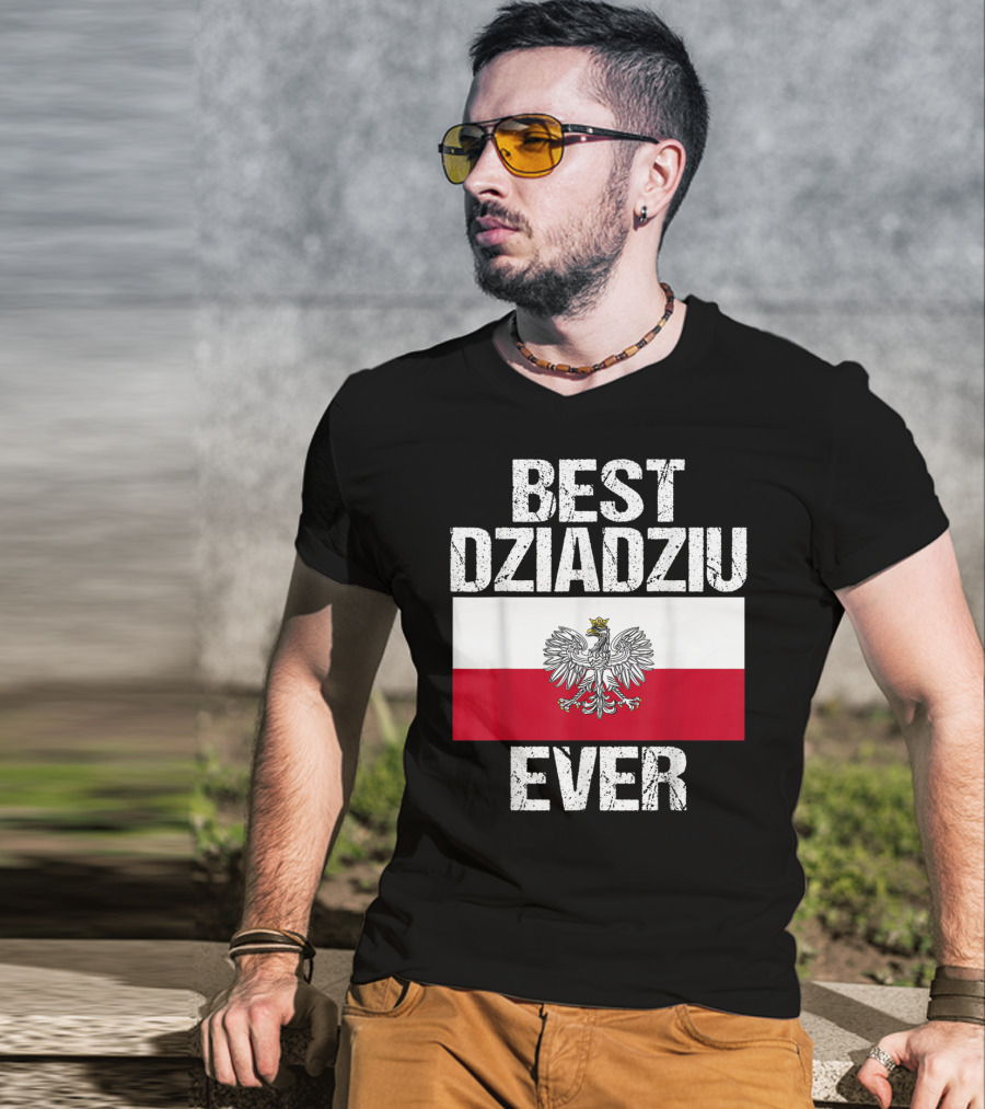 Best Dziadziu Ever Polish Flag With Eagle Emblem T-Shirt
