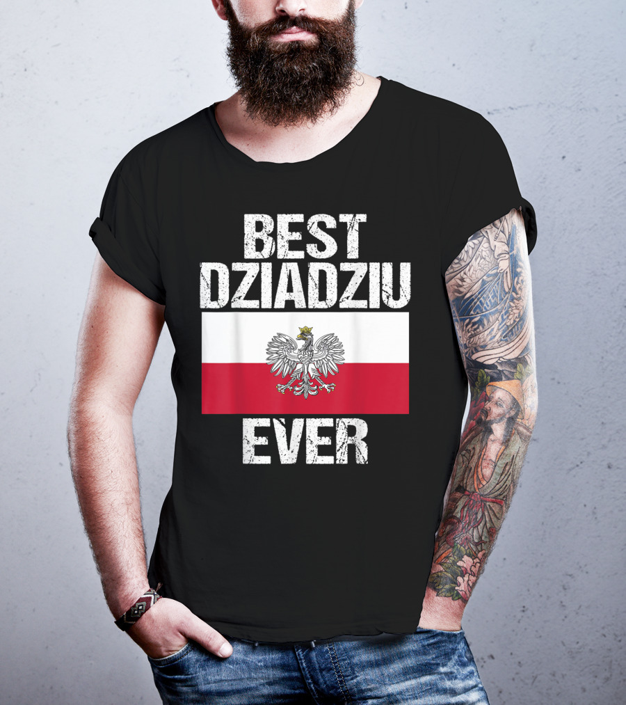 Best Dziadziu Ever Polish Flag With Eagle Emblem T-Shirt