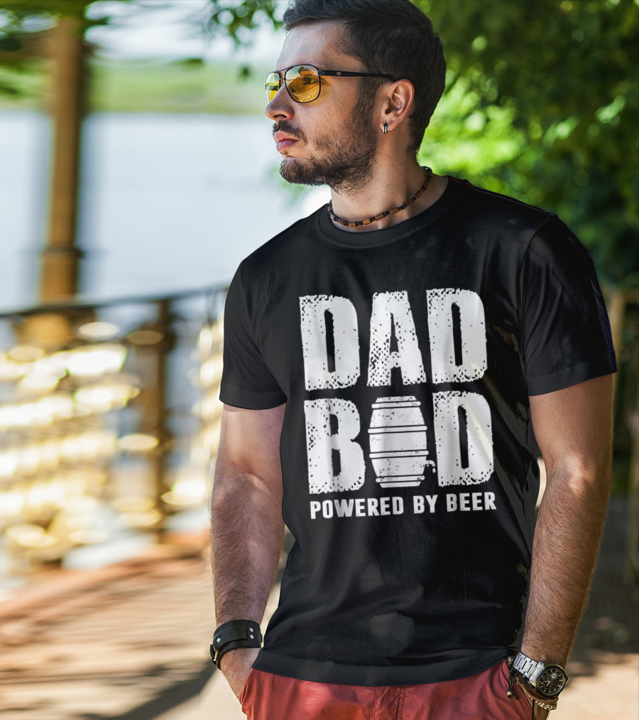 Dad Bod Powered By Beer Fun With Keg T-Shirt
