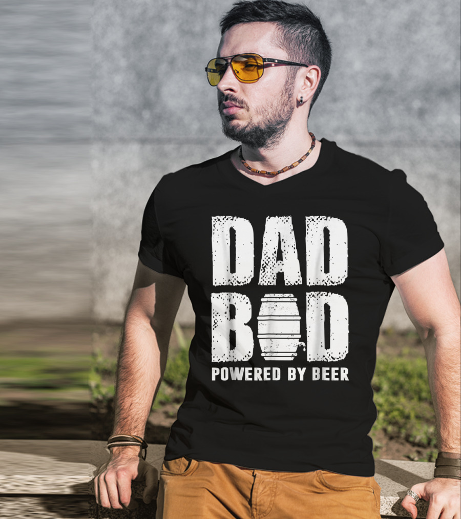 Dad Bod Powered By Beer Fun With Keg T-Shirt