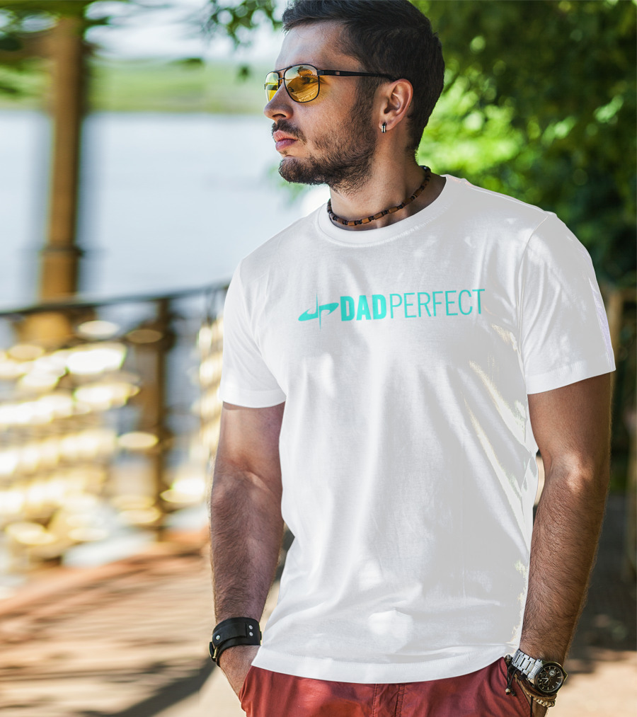 Dad Perfect Teal Color Text Mens Fathers Day T-Shirt