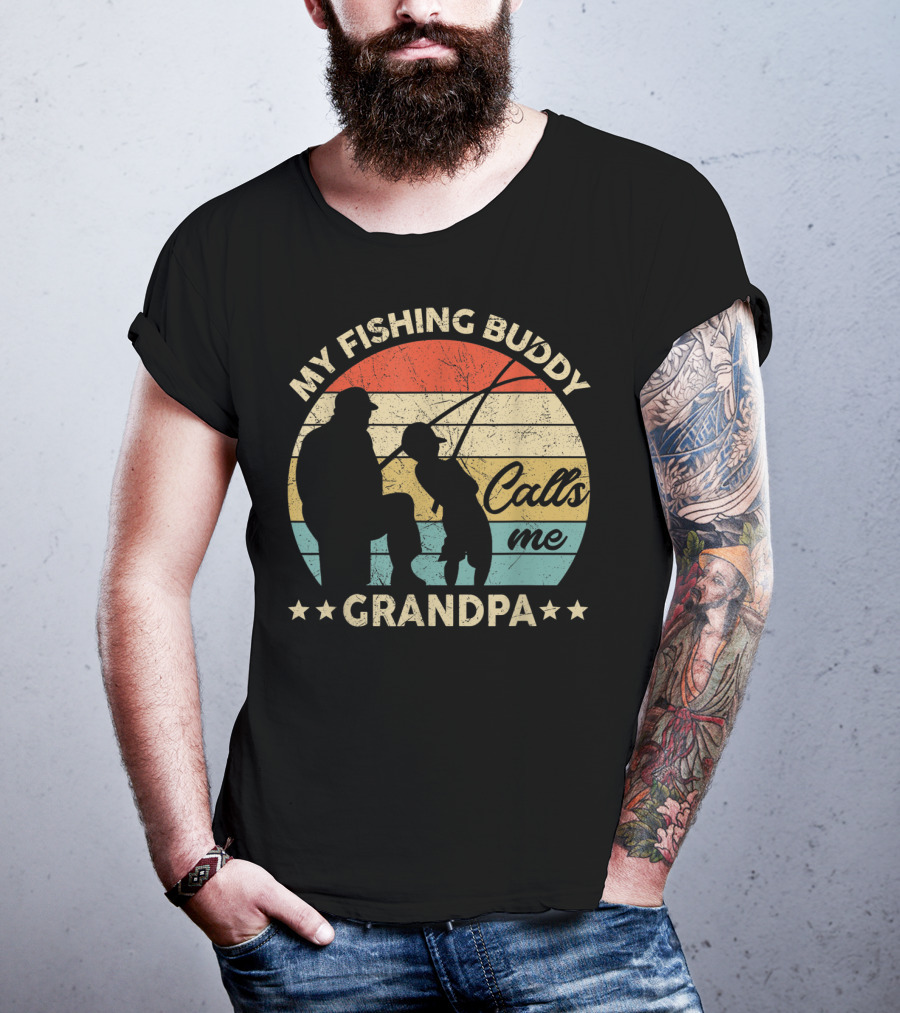 My Fishing Buddy Calls Me Grandpa Retro T-Shirt