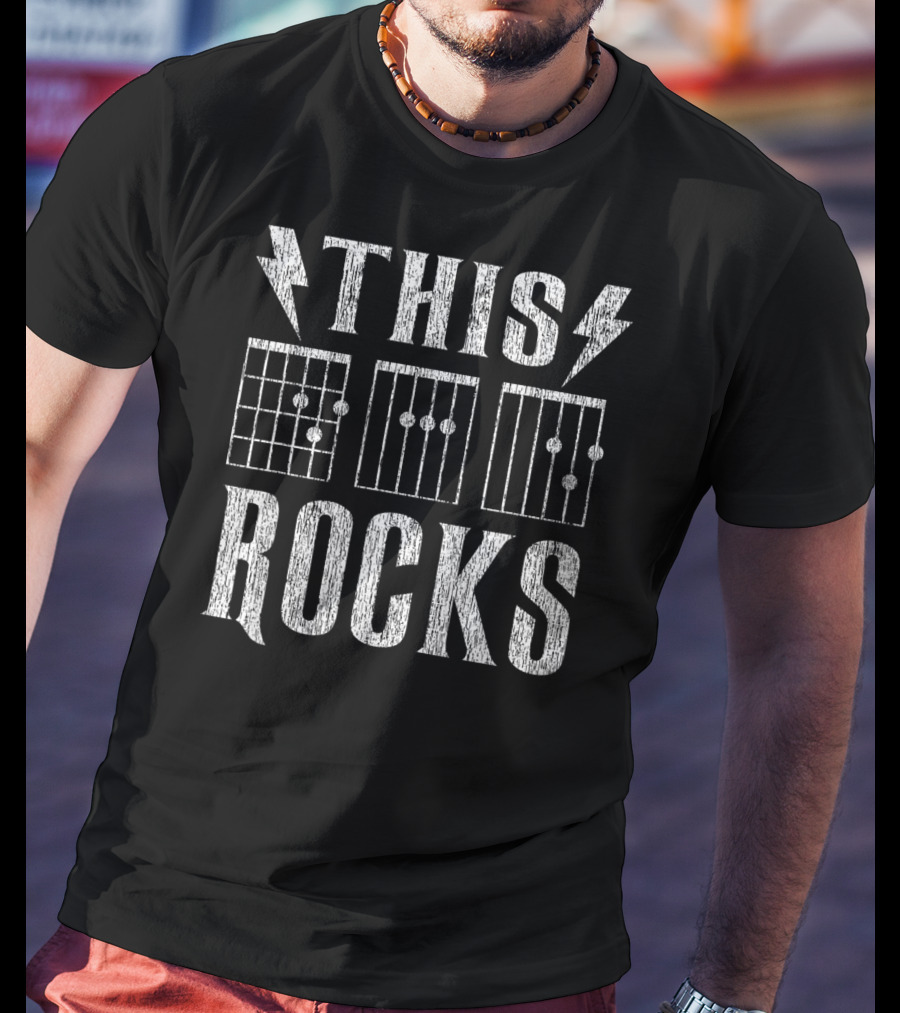 Vintage Guitar Dad This Rocks Chord Diagram T-Shirt