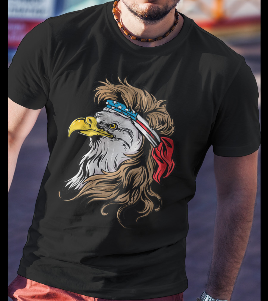 Mullet Eagle USA Bandana Freedom Bird T-Shirt