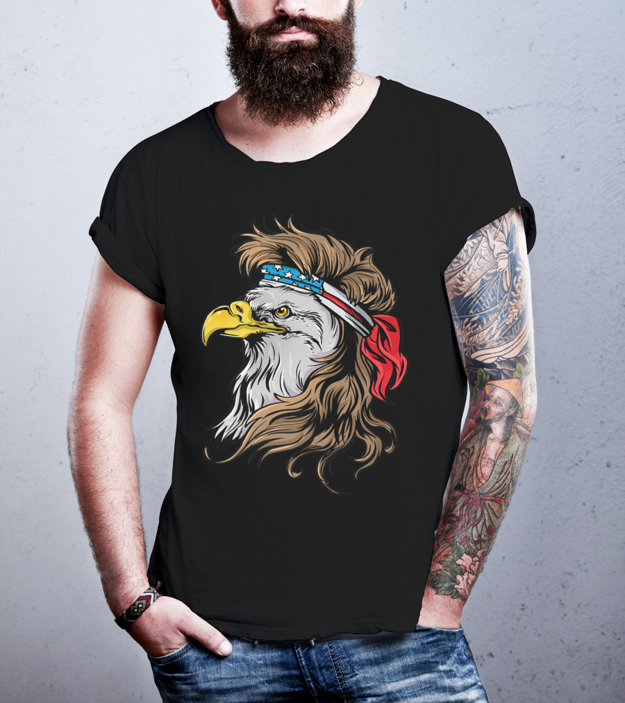 Mullet Eagle USA Bandana Freedom Bird T-Shirt