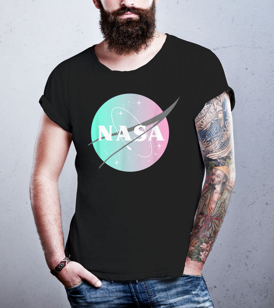 NASA Pastel Rainbow Classic Logo NASA Lover T-Shirt