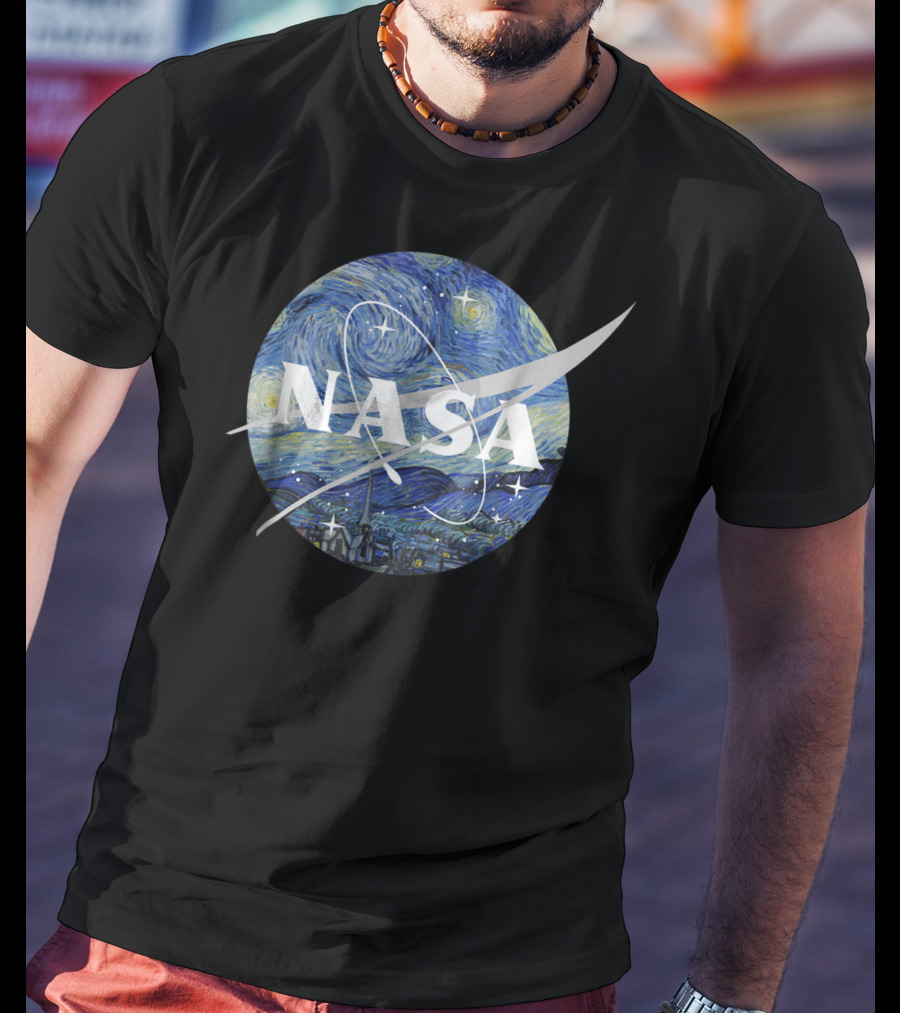 NASA Starry Night Van Gogh Circle Emblem T-Shirt