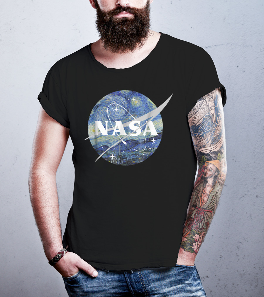 NASA Starry Night Van Gogh Circle Emblem T-Shirt