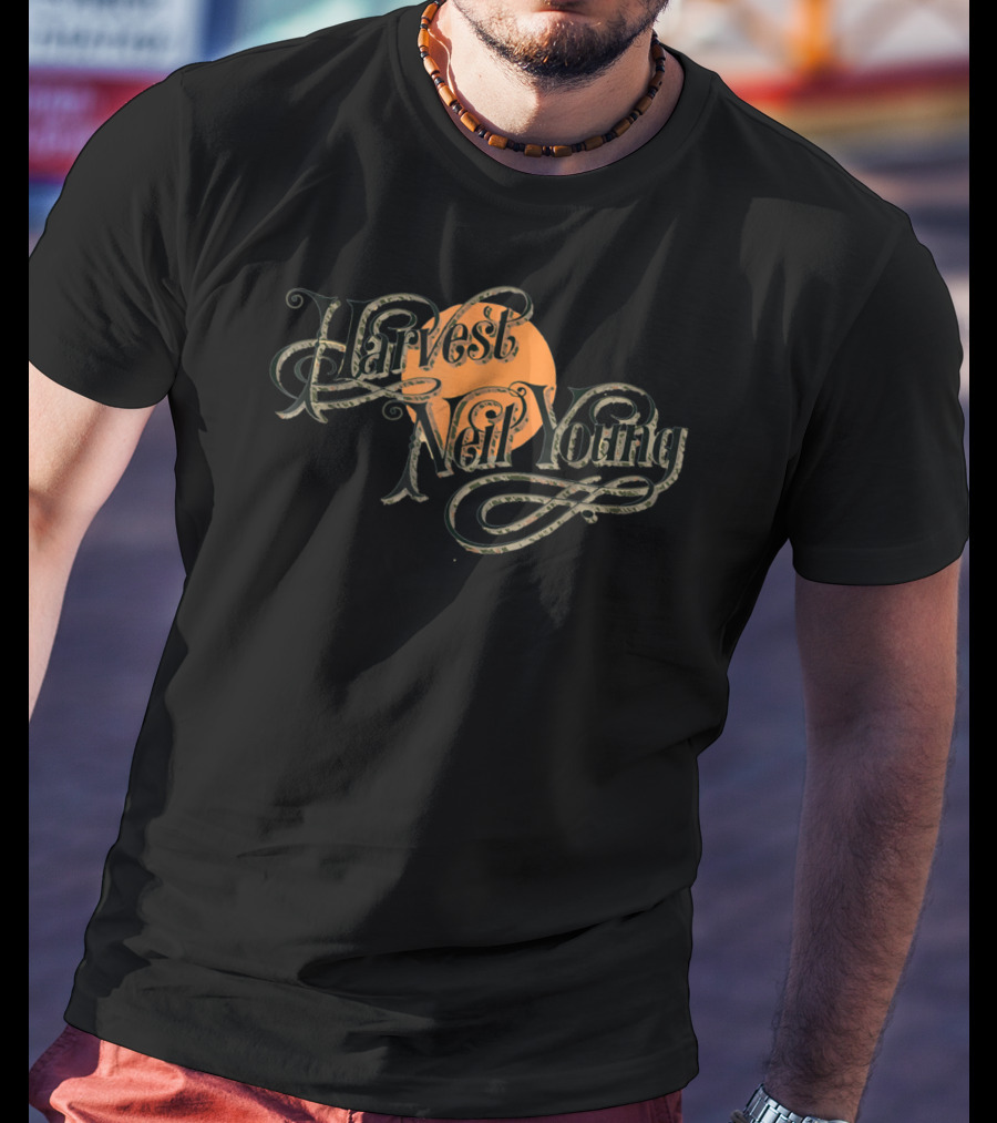 Neil Young Harvest Vintage Style Orange Moon T-Shirt