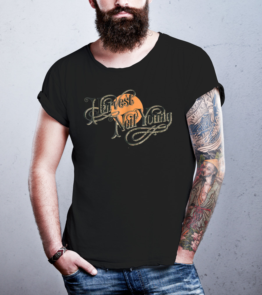 Neil Young Harvest Vintage Style Orange Moon T-Shirt
