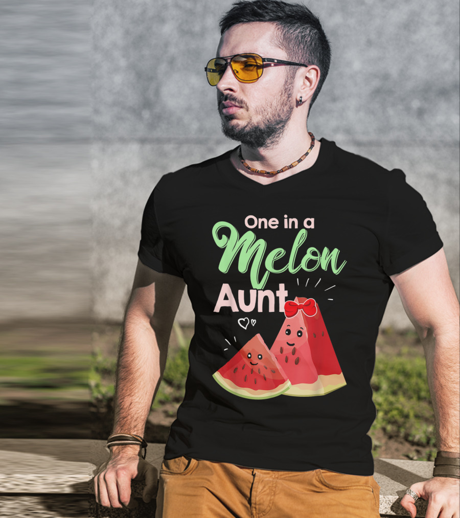 One In A Melon Aunt Cute Watermelon Slice T-Shirt