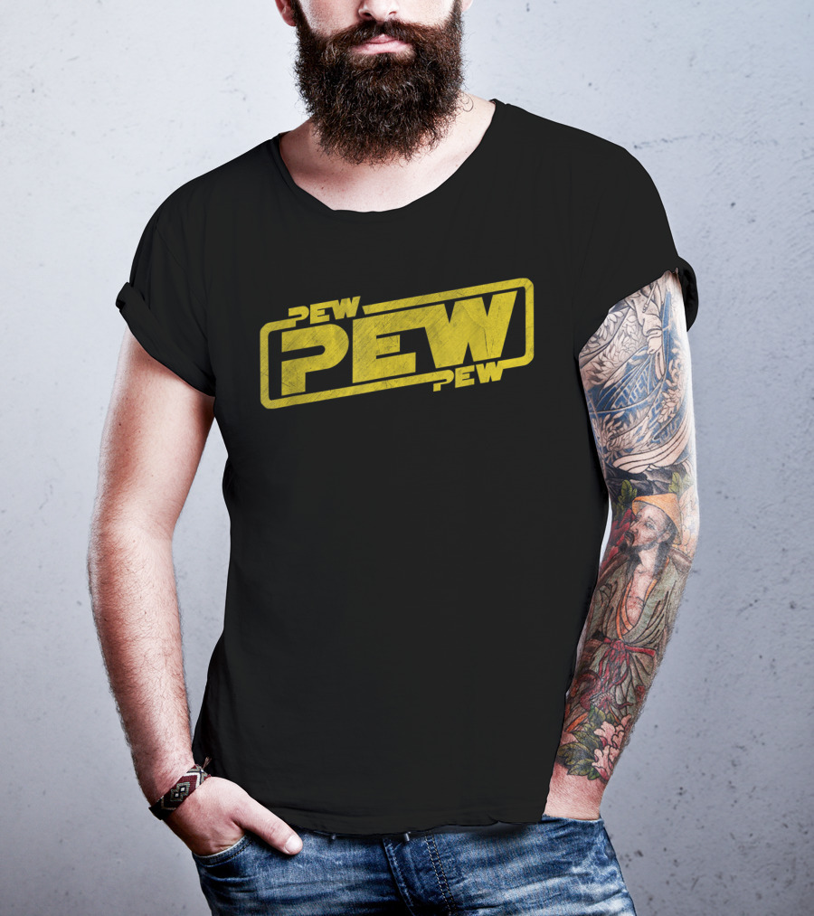 Pew Pew Pew Blockbuster Movie Quote Men Retro T-Shirt