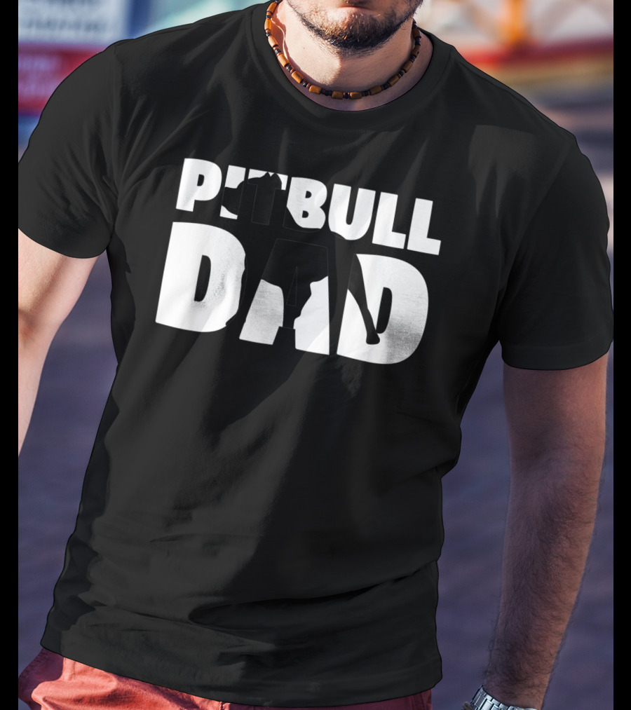 Pitbull Dad Silhouette Dog Father T-Shirt