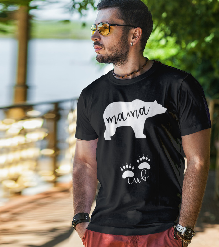 Mama Bear Pregnancy Announcement With Cub Paws T-Shirt