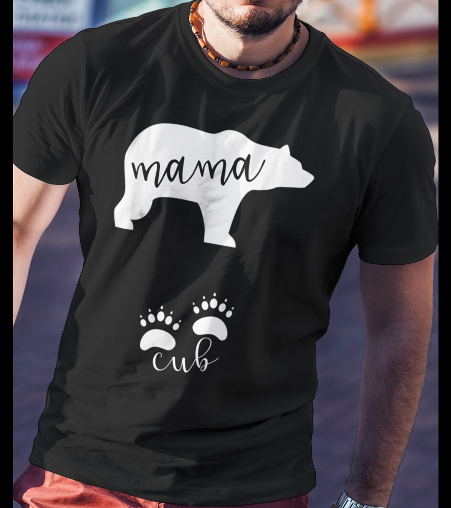 Mama Bear Pregnancy Announcement With Cub Paws T-Shirt