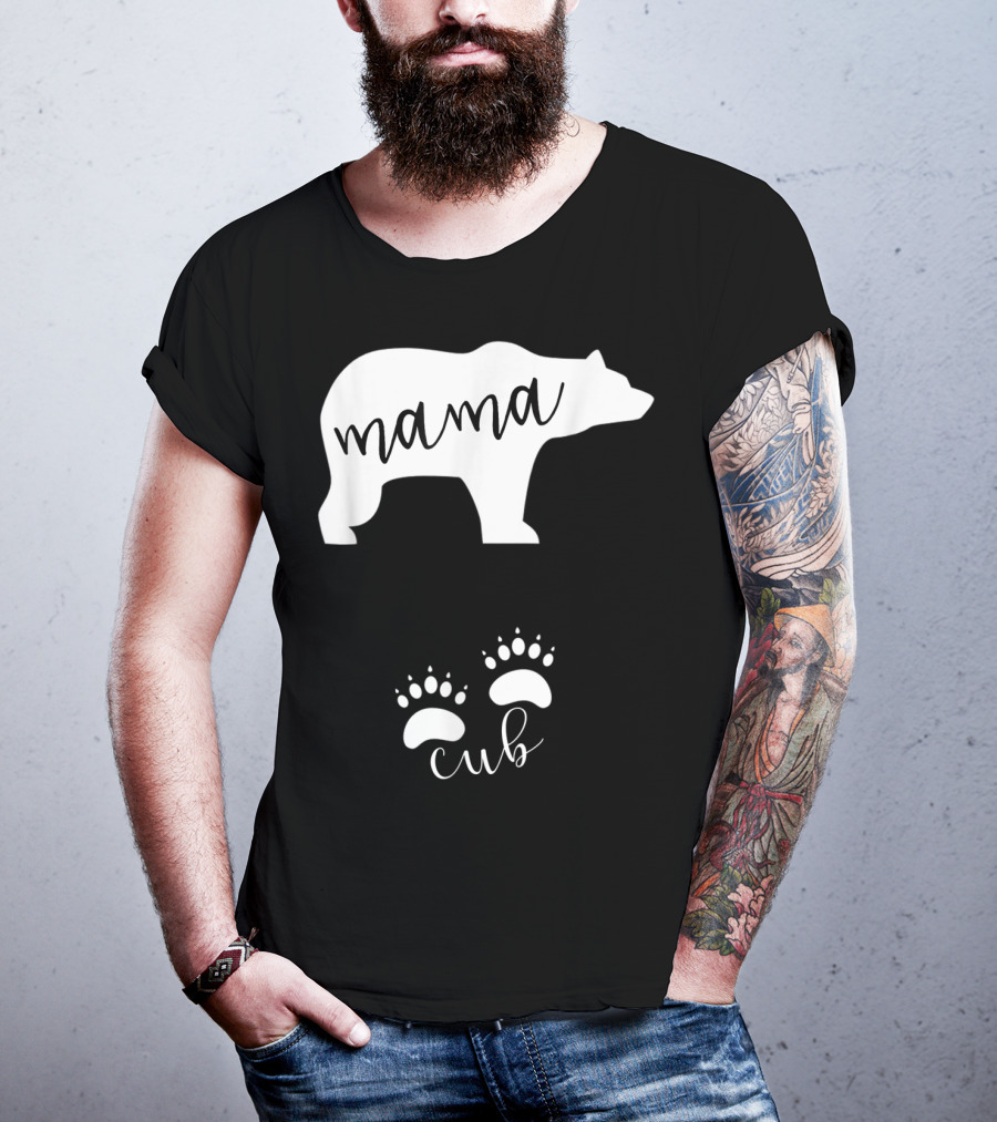 Mama Bear Pregnancy Announcement With Cub Paws T-Shirt