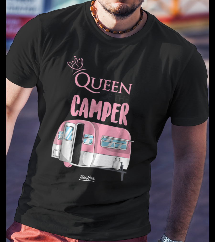 Queen Of The Camper TeesHive Pink Trailer T-Shirt