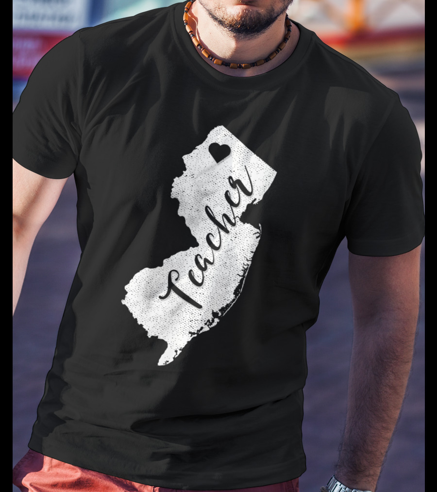 Teacher Heart New Jersey Red For Ed Protest T-Shirt