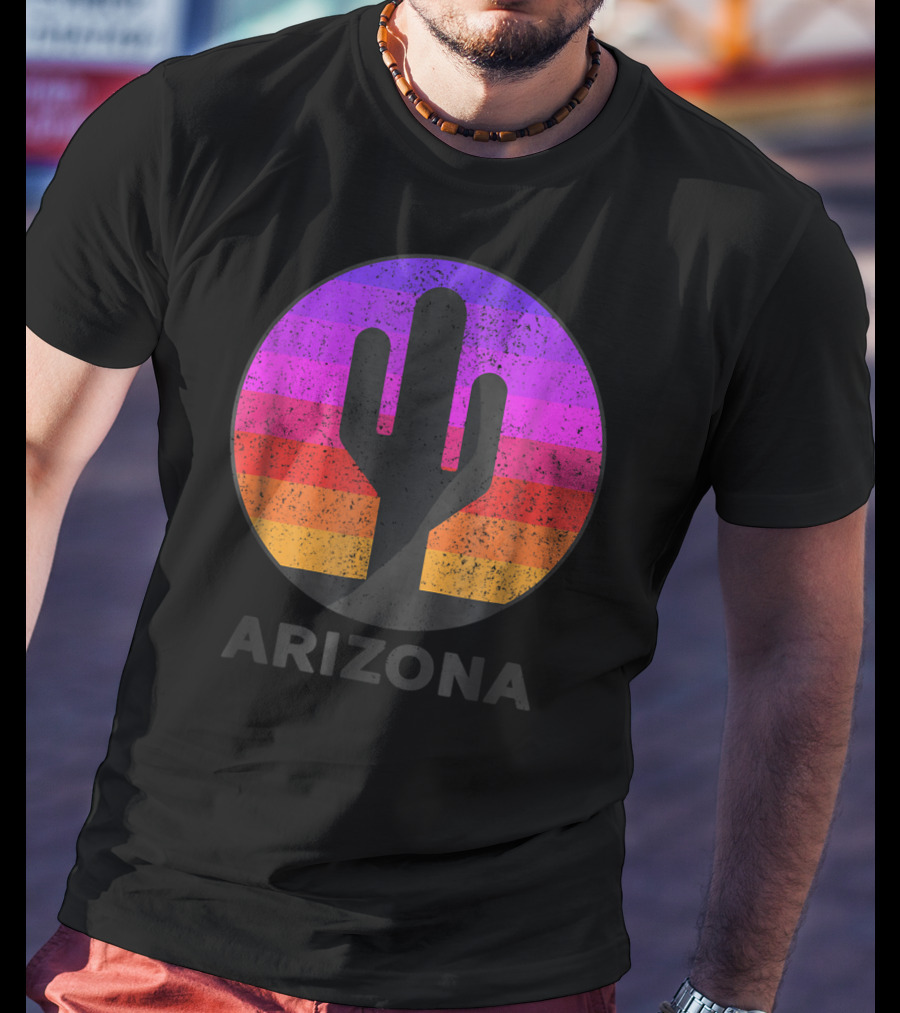 Arizona Saguaro Cactus Vintage Sunset T-Shirt