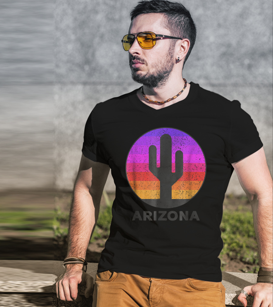 Arizona Saguaro Cactus Vintage Sunset T-Shirt