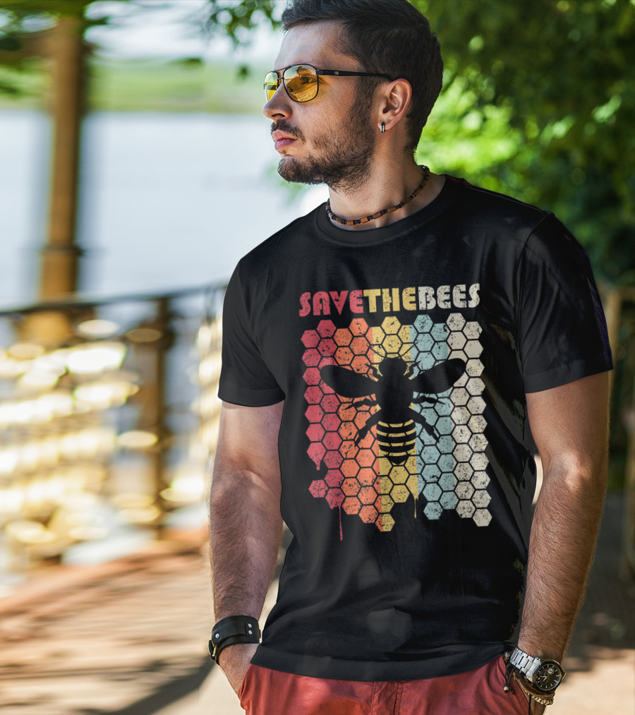 SAVETHEBEES Hexagonal Rainbow T-Shirt