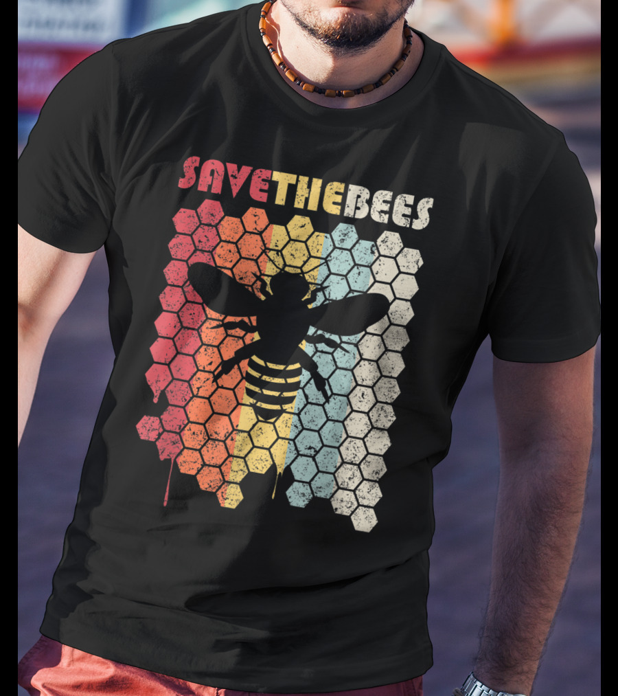 SAVETHEBEES Hexagonal Rainbow T-Shirt