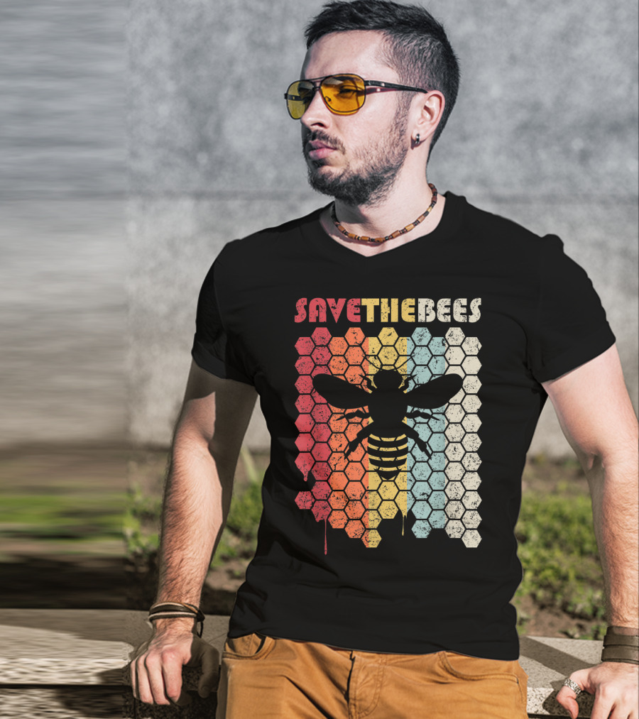 SAVETHEBEES Hexagonal Rainbow T-Shirt